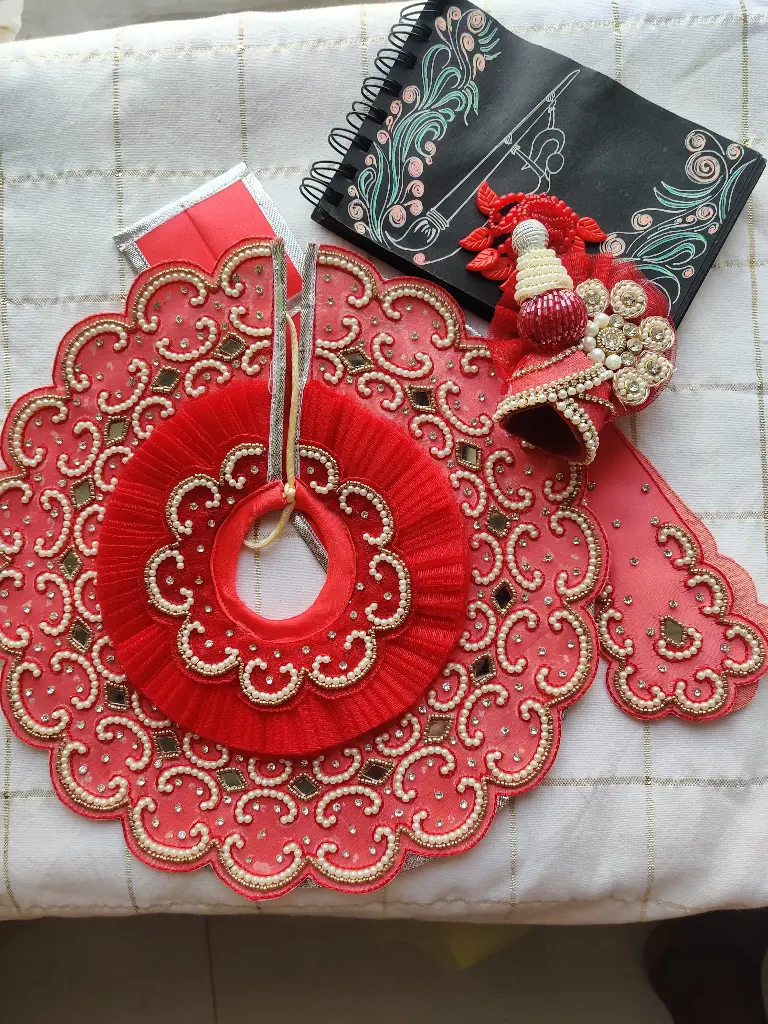 Beautiful Orange Laddu Gopal Dress with Pearl Embroidery "LG91"