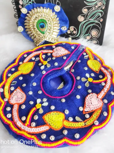  Blue Dress with Sippi Handwork for Laddu Gopal "LG293"