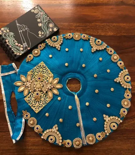 Dark Blue Stone Patch Work Dress for Laddu Gopal "LG12"